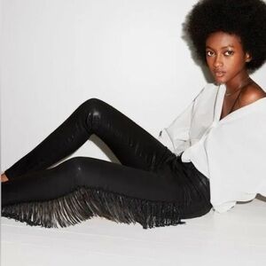 J Brand X Halpern Maria Skinny High Rise Fringe Stellar Jeans/Black/Size 25